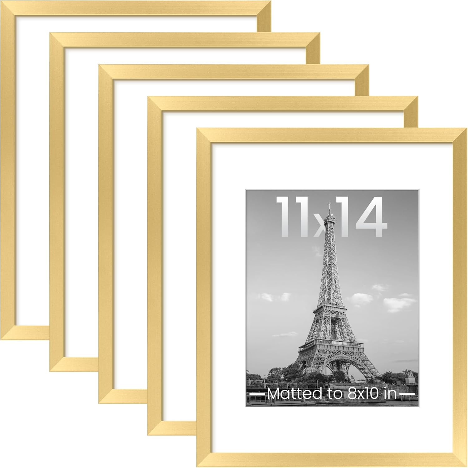 Gold Finish Photo Frames with Mat - Multi-Size