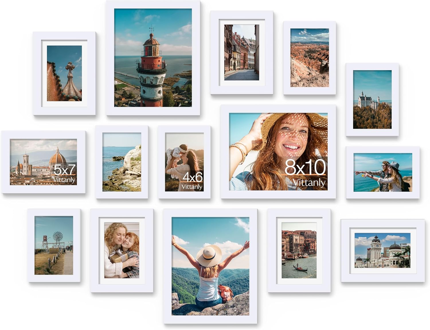White Wood Finish Photo Frame Set