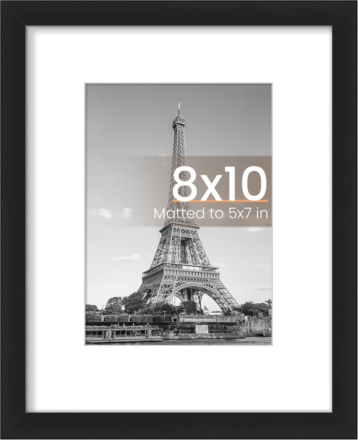 Black Wood Finish Photo Frame with Mat - Multi-Size